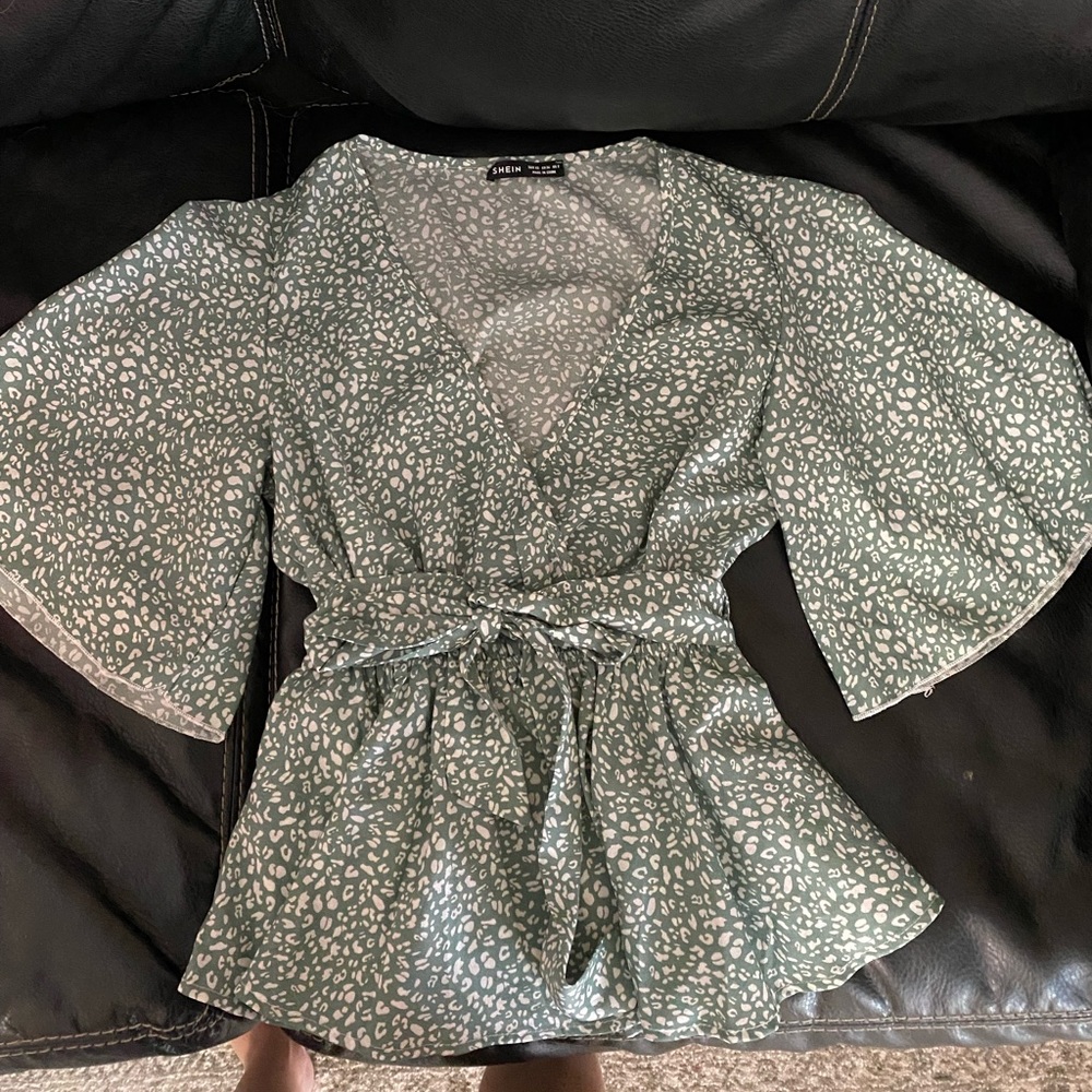 Animal print top with front tie